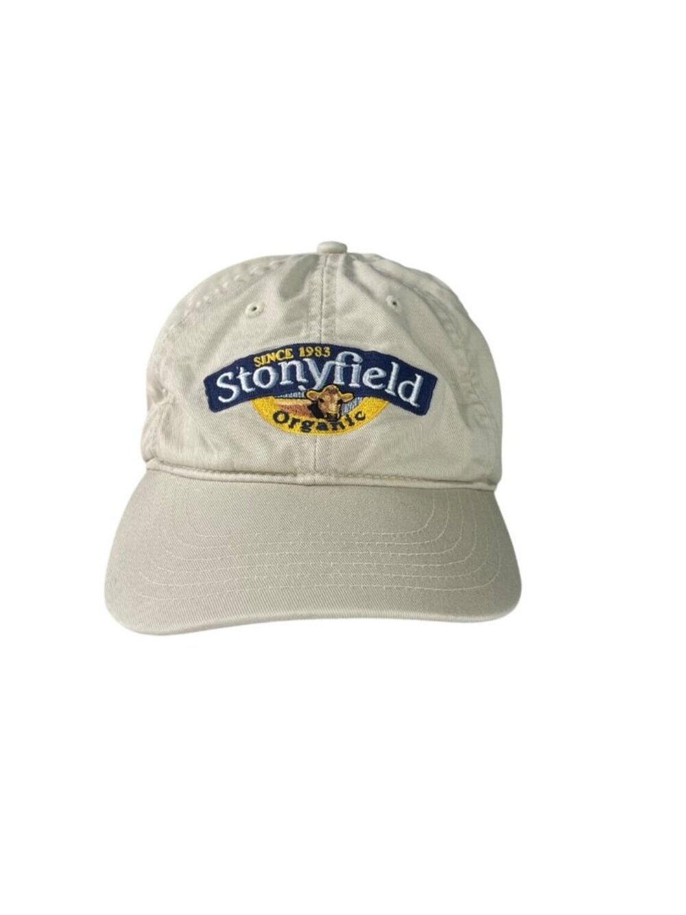 Stonyfield Organic Adjustable Baseball Cap Hat Beige 100% Organic Cotton